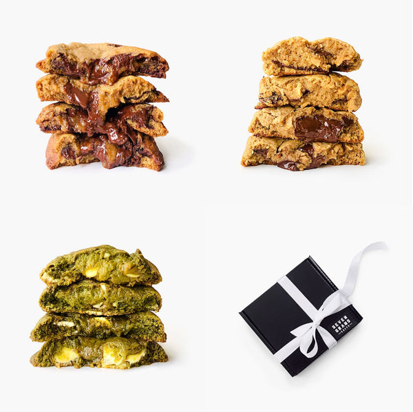 Cookie Trio Gift Box – Classic, Peanut Butter, and Matcha Chocolate Chip Cookies (18 pcs)