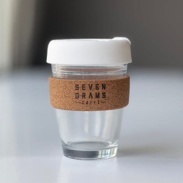 Seven Grams Caffé Reusable Glass & Cork Cup